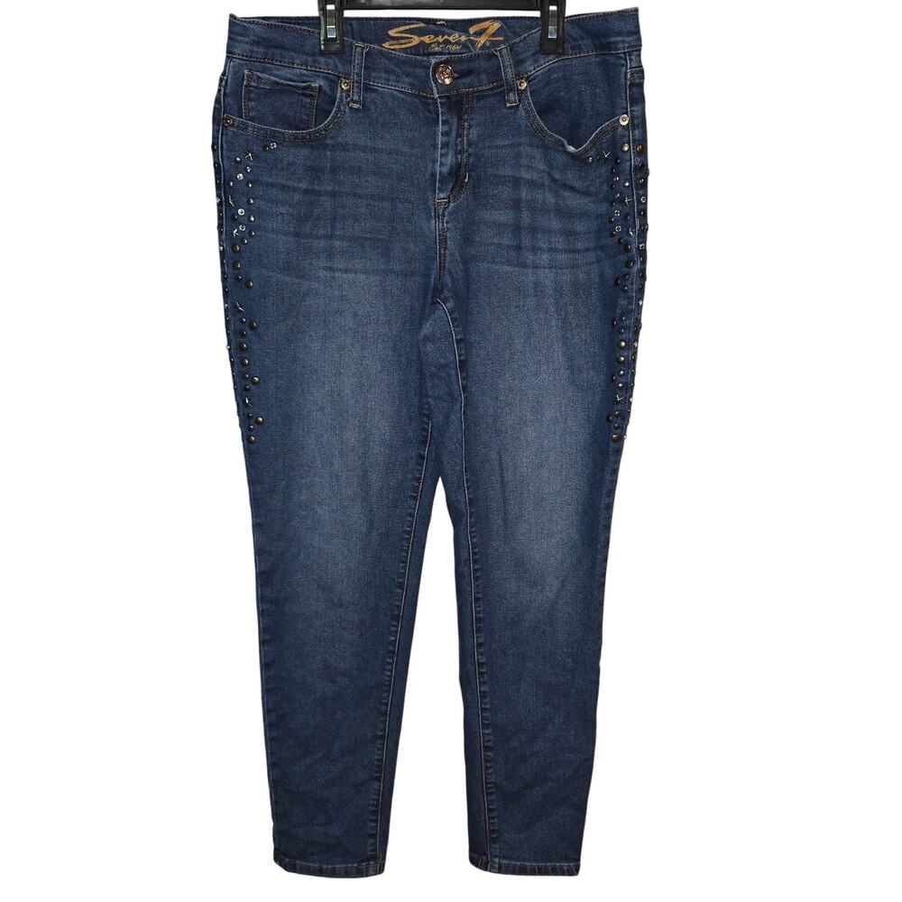 Seven7 Bedazzled Girlfriend Jeans Womens Size 8